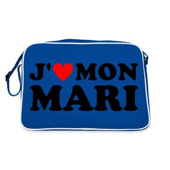 J' aime mon mari cadeau femme mariée coeur rouge - Sac Retro - bleu/blanc - Dos