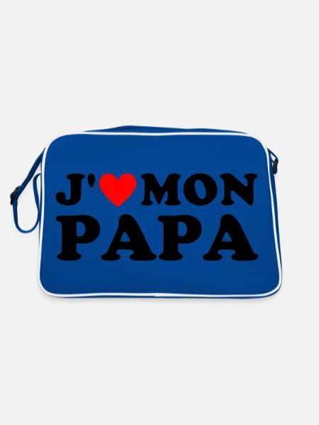 J' aime mon papa cadeau fête des pères coeur rouge - Sac Retro - bleu/blanc