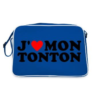 J' aime mon tonton cadeau oncle coeur rouge - Sac Retro - bleu/blanc - Dos