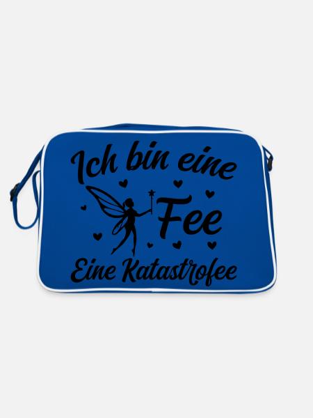 Ich bin eine Fee eine Katastrofee - Retro Tasche - Blau/Weiß - Hinten