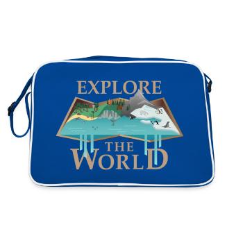 Karte & Tiere (Explore) - Retro Tasche - Blau/Weiß - Hinten