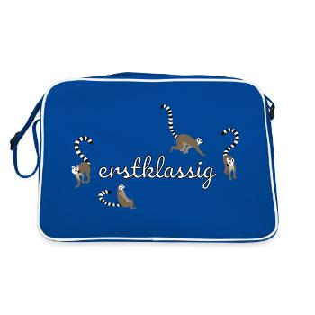 Erstklassig Lemur - Retro Tasche - Blau/Weiß - Hinten