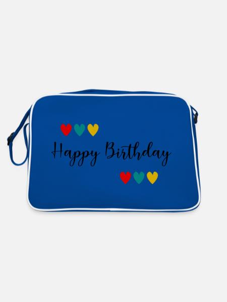 Birthday. HAPPY BIRTHDAY. Happy birthday. - Retro Bag - blue/white - Back
