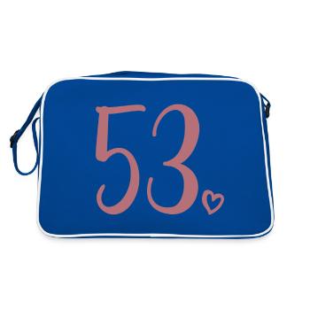Süße Nummer 53, 53 Jahre alt, Geschenk zum 53. Geburtstag - Retro Tasche - Blau/Weiß - Hinten