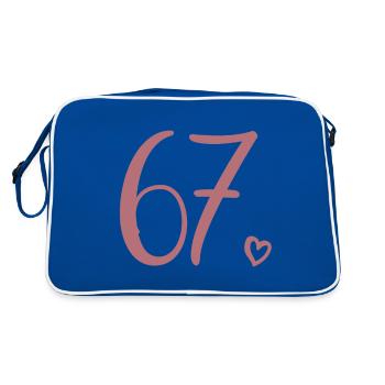 Cute Number 67, 67 Years Old, 67th Birthday Gift - Retro Bag - blue/white - Back