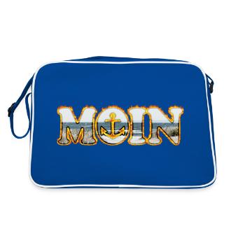 Moin est ce qu’on dit dans le nord de l’Allemagne | Lune en feu - Sac Retro - bleu/blanc - Dos