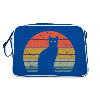 Cute Cat Retro Silhouette Cat Lover & Owner Gift - Retro Bag - blue/white - Back