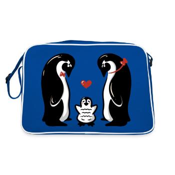 Famille de bébés pingouins - Idée cadeau d’animal de naissance - Sac Retro - bleu/blanc - Dos