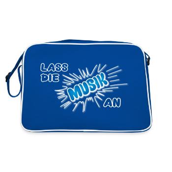 Pow Leave the music on - blue on dark - Retro Bag - blue/white - Back