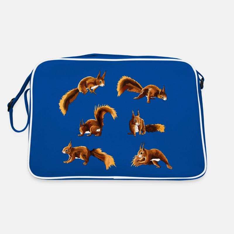 Eichhörnchen/Squirrel - Retro Tasche - Blau/Weiß