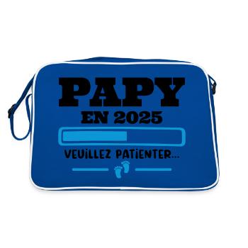Futur Papy 2025 Grand-père Bébé Grossesse Cadeau - Sac Retro - bleu/blanc - Dos