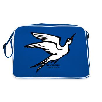 See Schwalbe Sterna hirundo maritim illustration - Retro Tasche - Blau/Weiß - Hinten