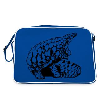 Cool Pangolin Sketch Graphic Wildlife Creature - Retro Bag - blue/white - Back