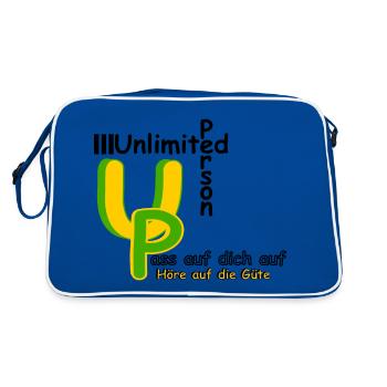Pass auf dich auf höre auf die Güte - Retro Tasche - Blau/Weiß - Hinten