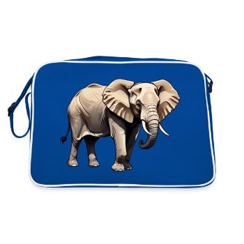 Elephant - Animal Design - Retro Bag - blue/white - Back