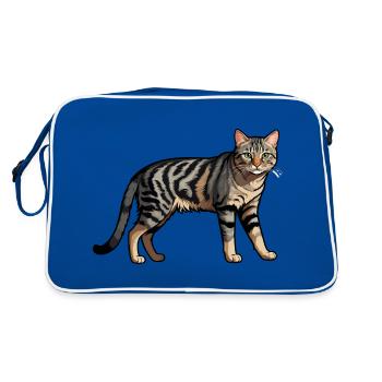 Chat domestique - Autocollant d’animal mignon - Sac Retro - bleu/blanc - Dos