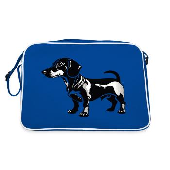 Teckel Dackel - Autocollant Chien de compagnie - Sac Retro - bleu/blanc - Dos