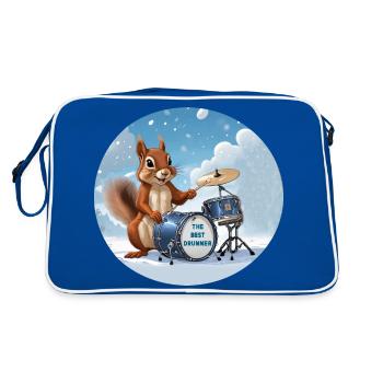 Ecureuil joue de la batterie dans la neige - Sac Retro - bleu/blanc - Dos