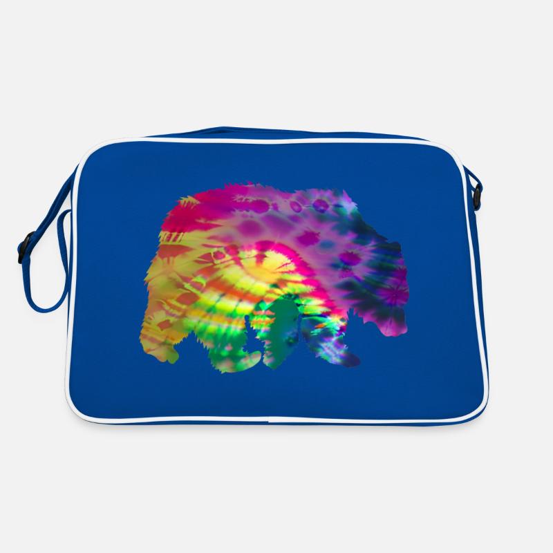 Bear Silhouette Tie Dye Batik Pattern Sac Retro