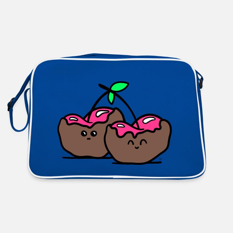 Kirschen - Retro Tasche - Blau/Weiß