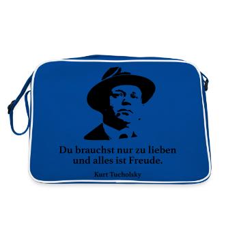 Tucholsky: Du brauchst nur zu lieben und alles is - Retro Tasche - Blau/Weiß - Hinten