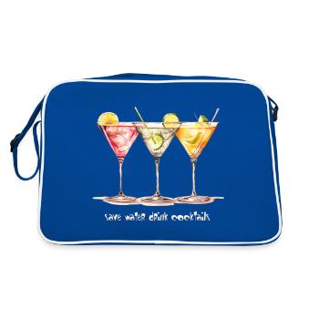 Funny saying: Save water - Drink cocktails - Retro Bag - blue/white - Back