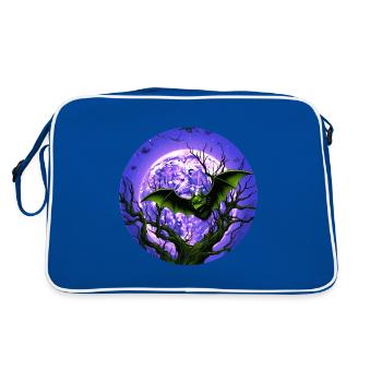 Fledermaus Fledermäuse Flughunde Halloween - Retro Tasche - Blau/Weiß - Hinten