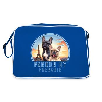 Paris France Chiens mignons Amoureux des chiens - Sac Retro - bleu/blanc - Dos