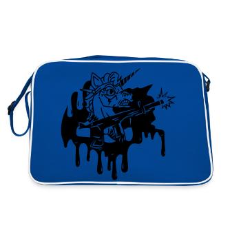 Einhorn Power - Retro Tasche - Blau/Weiß - Hinten