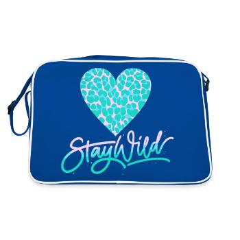 Stay Wild with leopard pattern heart - Retro Bag - blue/white - Back