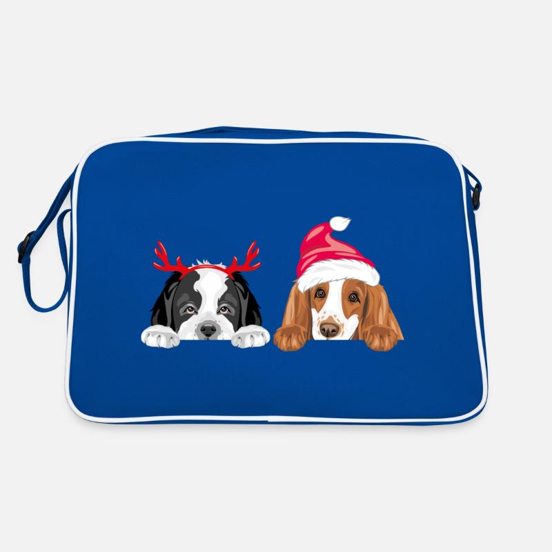 Deux chiens qui jettent un coup d’œil dans les accessoires pour Noël Sac Retro