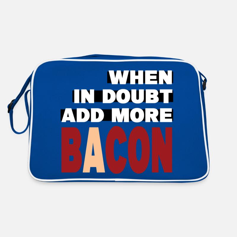 When in doubt add more BACON (white) - Retro Bag - blue/white