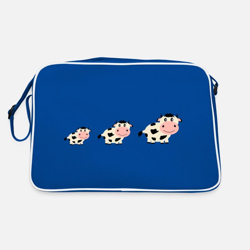Kuh Kühe Comic - Retro Tasche - Blau/Weiß