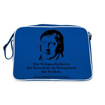 Hegel: World history is the progress in the world - Retro Bag - blue/white - Back