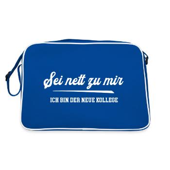 Kollege lustig Ich bin der Neue Arbeitskollege - Retro Tasche - Blau/Weiß - Hinten