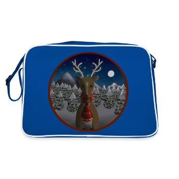 Reindeer in a starry winter landscape - Retro Bag - blue/white - Back