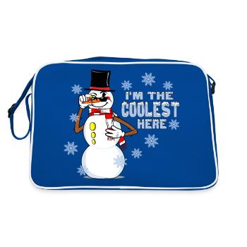 Cool Snowman Funny RubberHose Retro Winter Cartoon - Retro Bag - blue/white - Back
