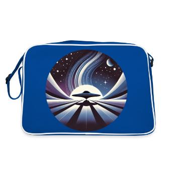 alien flight in a galaxi far away - Retro Tasche - Blau/Weiß - Hinten