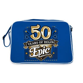 50 Jahre Begin Epic - Retro Tasche - Blau/Weiß - Hinten
