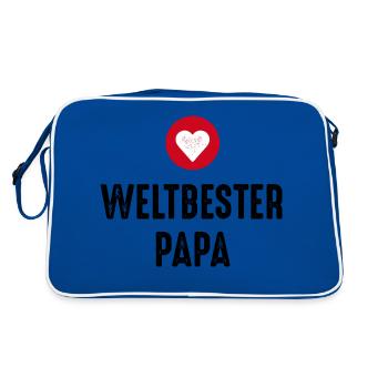 Weltbester Papa - Retro Tasche - Blau/Weiß - Hinten
