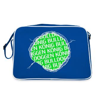 schäferhund doggie pudel bluthund pfote - Retro Tasche - Blau/Weiß - Hinten