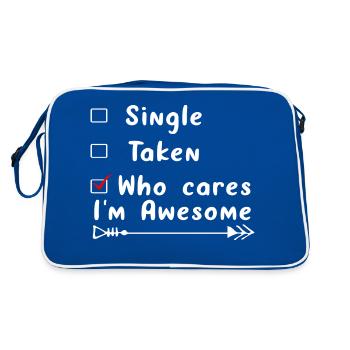 Single Taken Who cares i ́m Awesome - Retro Bag - blue/white - Back