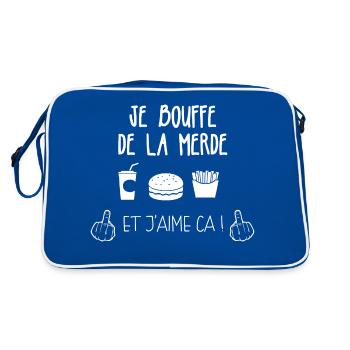 je mange n'importe quoi cadeau homme femme - Sac Retro - bleu/blanc - Dos