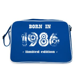 BORN IN 1986 - limited edition - Retro Tasche - Blau/Weiß - Hinten
