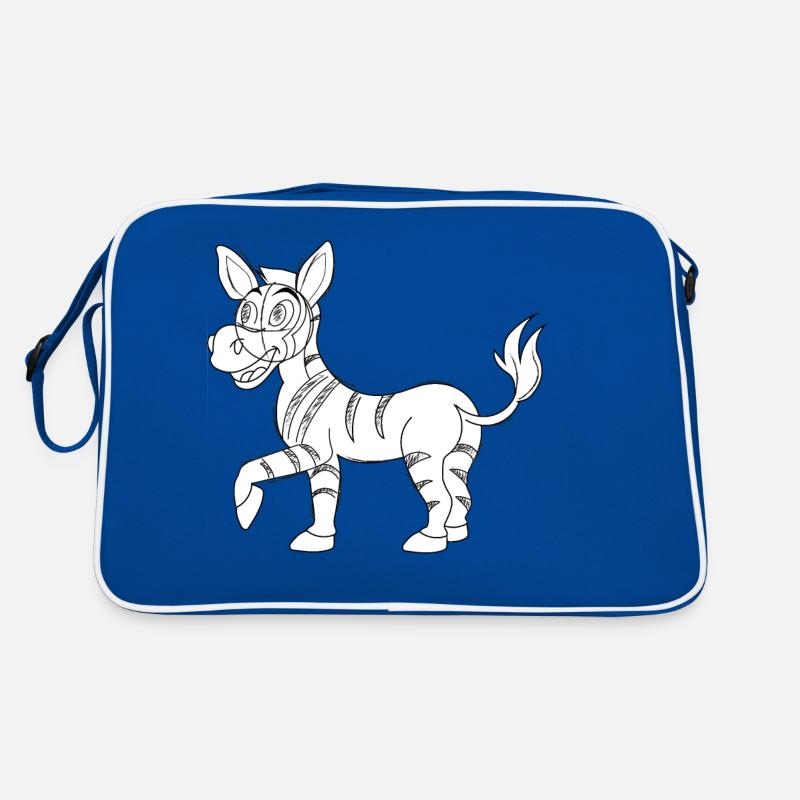 Zebra - Retro Tasche - Blau/Weiß