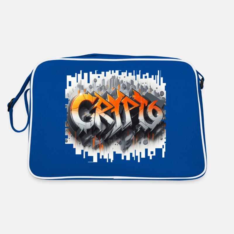 crypto, grafitti text 3D - Retro Tasche - Blau/Weiß