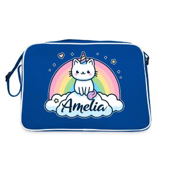 Amelia nom Prénom Licorne Chat - Sac Retro - bleu/blanc - Dos