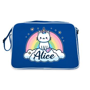 Alice Nom Prénom Licorne Chat - Sac Retro - bleu/blanc - Dos