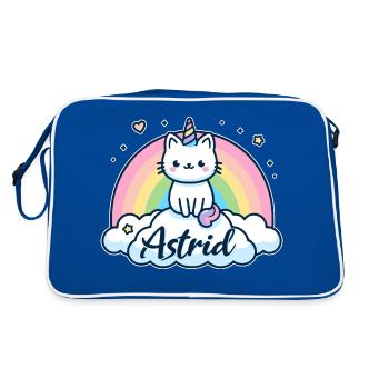Astrid Name Vorname Einhornkatze - Retro Tasche - Blau/Weiß - Hinten