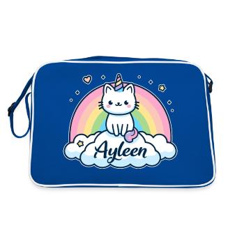 Ayleen Name Vorname Einhornkatze - Retro Tasche - Blau/Weiß - Hinten